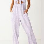 Rewind Juniors' Purple Floral Cutout Tie Front Jumpsuit XXL 2X Wide Leg Plus Photo 0