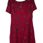 Vintage Dark Red Fully Beaded Short Sleeve Dress Sz M Women’s Gatsby Party Size M Photo 0