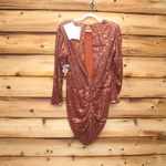 Retrofete Size L Sequin Long Sleeve Mini Dress Brown Size L Photo 7