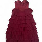 Wine Tiered Maxi Dress with Slit Red Size 16 Photo 0