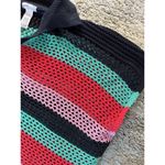 Free People  Bayside Rainbow Stripe Open Knit Oversized Sweater Poncho Size OS Photo 6