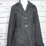 Billabong Gray & Black Wool Blend Tweed Winter Pea Coat Size Medium Photo 5