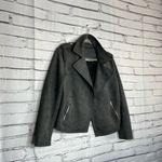 T Tahari Tahari Faux Leather Biker Moto Jacket Charcoal Grey Relaxed Zip Pockets M Lined Photo 1