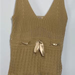 Papaya Women's Rib Tight-Knit Belted Ribbon Eyelet Accent Green Tank Top Size M Photo 0