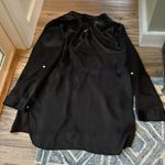 Ali & Kris  black satin soft blouse with front pockets (medium) Photo 1