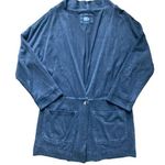 Poetry  Blue Gray One Button Hemp Blend Cardigan 6 Photo 0