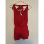 Tiger Mist Red Fuzzy Open Back Halter Romper - Women's XL Photo 1
