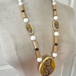 Lee Sands vintage cheetah cubs ceramic beaded statement necklace Photo 6