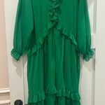 ZARA  Green Dress with Ruffle Accents Photo 0