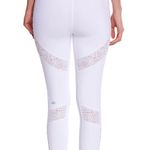Alo Yoga White Nude Mesh High Waisted Charm Cutout Lazer Cut Capri Leggings Photo 3