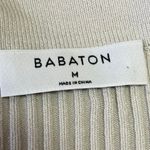 Aritzia  Babaton White Ribbed Knit Vneck Collar Long Sleeve Crop Polo Shirt Top M Photo 2