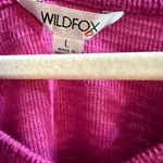 Wildfox  Magenta Pink Waffle Knit V-Neck Long Sleeve Top Cozy Casual Sz L Photo 2