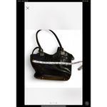 Sonoma Brighton Black Leather Croc Embossed Silver Hardware Detail Satchel Bag Photo 2