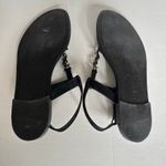 Saint Laurent  Cassandra YSL Studded T-Strap Leather Flat Sandals Black Size 42 Photo 2