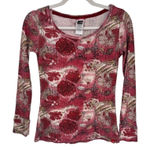 The North Face Thermal Top Womens XS Red Floral Cotton Blend Hiking Camping Photo 0