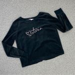 Victoria's Secret Victoria’s Secret Velour Embroidered Open Split Back Shirt Black Small Photo 12