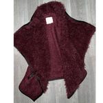 Altar'd State wool blend plush soft faux fur leather trim open front winter vest Photo 0
