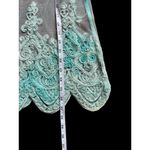 Cecico  Women's Sheer Embroidered Turquoise Sleeveless Top Photo 3