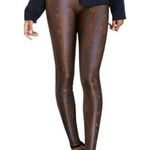 Spanx Womens Faux Leather Snake Print Leggings Size Small Brown Photo 0