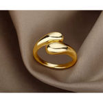 Boutique NEW Chunky Yellow Gold Plated Sterling Silver Open Wrap‎ Band Ring, Adjustable Photo 11