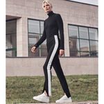 Athleta  Interstellar Tight Black White With Stripe Size 8 Photo 7