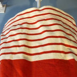 J.Crew Orange & Cream Stripe 3/4 Sleeve Crewneck Sweatshirt - Size M Photo 1