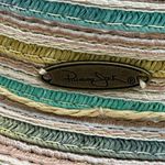 Panama Jack Hat Sun Straw Paper Wide Brim Beach Travel Striped Green Yellow Grey Photo 2