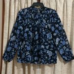 J.Crew  Ruffleneck Chiffon Blouse - Midnight Blue Floral Photo 0