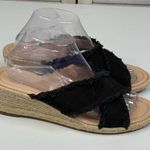 Journee Collection Black Cross Strap Woven Wedge Sandal-9 Photo 0