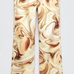 ZARA  Funky Marbled Flare Jeans Size‎ 26 Cream Brown Photo 0