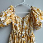 Abercrombie & Fitch Yellow Floral Off The Shoulder Prep Mini Dress Size Medium Photo 3