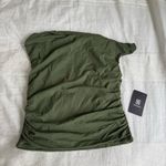 Amazon SUUKSESS off the shoulder rouched olive green top Photo 2