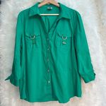 Anne Klein green button down blouse Photo 0