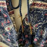 Billabong Long Sleeve Tunic Top Boho Paisley Print Size M Blue Red Tassels Photo 2