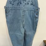 Christopher & Banks Christopher Banks Overalls Large Denim Cottage Core Embroider Bib Floral Prairie Photo 3