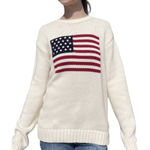 Brandy Melville  American Flag Sweater Chunky Cozy Cream Red Blue S M L Photo 0