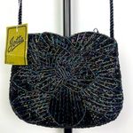 Vintage Jotta Black Iridescent Beaded Floral Crossbody Purse‎ Photo 0