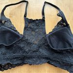 Aerie Crochet Floral Lace Black Push-up Bralette, Size Medium Photo 13