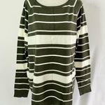 Pink Clover New Valencia Curved Hem Striped Sweater Olive Green Ivory Size XXL Photo 3