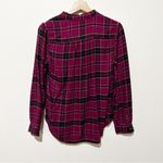 Soft Surroundings  Plaid Ruffle Shirt Womens Size S Flannel Soft Knit Top‎ Berry Photo 1
