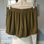 Boho Shorts Green Gauzy Flowy Fringe Drawstring Beach Womens Medium Size undefined Photo 7