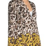 NWOT Kobi Halperin 100% silk dip dye floral jacket blazer marigold Large Photo 3