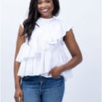 Cinq a Sept Elegant White Ruffle Top Size XL Photo 3