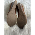Tory Burch Brown Leather Wedge Shoes with Logo Medallion Photo 4
