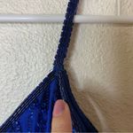 Lawrence Kazar | vintage royal blue sequins beads silt column maxi dress PP / XS Photo 11