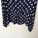 J.Crew [] Navy Blue White Polka Dot Long Sleeve Crepe Peplum V-Neck Blouse Sz 12 Photo 7