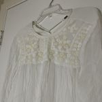 Free People  white ivory beaded embroidery sheer long sleeve peasant top Small Photo 1