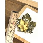 Vintage Leaf Brooch Pin Gold & Green Enamel Photo 4