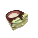 Wood Resin Epoxy Emerald Forrest Statement Ring Brown Photo 2