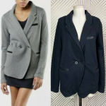 T by Alexander Wang Black Leather Accent Trim Knit Blazer Size Small‎ **Flawed Photo 1